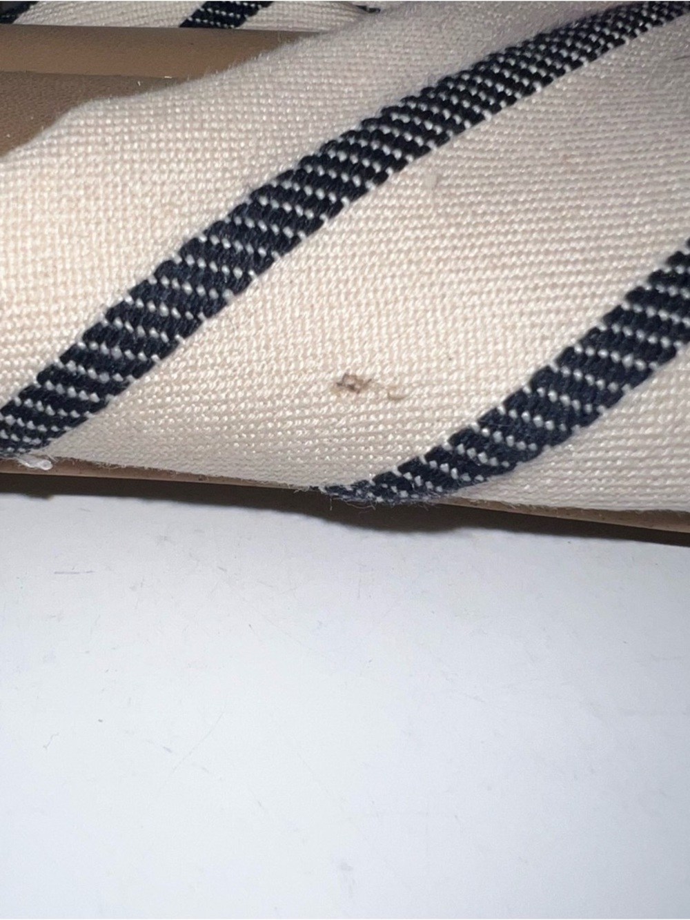 A New Day Adley Off White and Navy Blue Steipe Sandals with Bow Design - Picture 10 of 10
